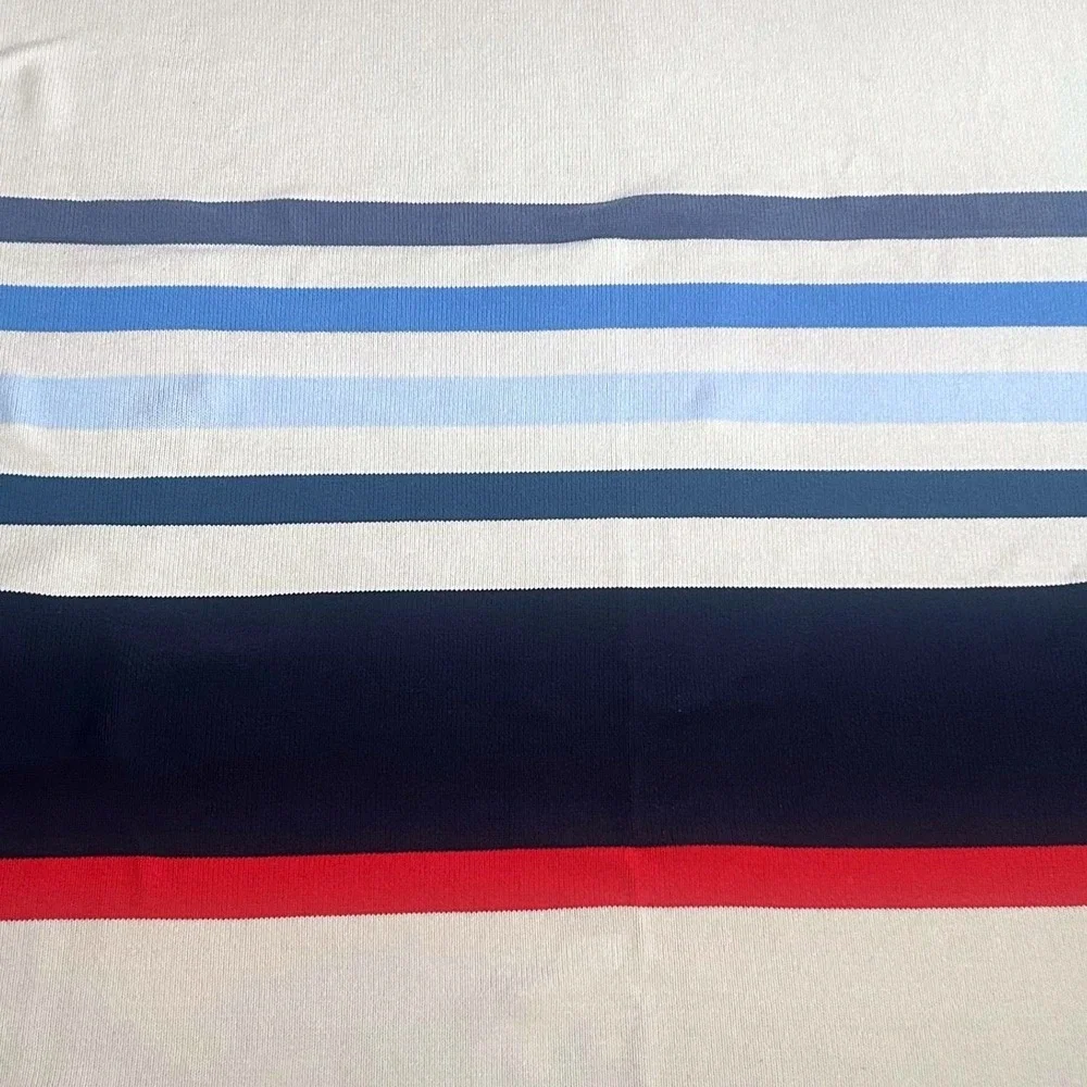 Johnny O Throw Blanket Cream Blue Red Striped Surfer Knit Coastal Preppy 53x64